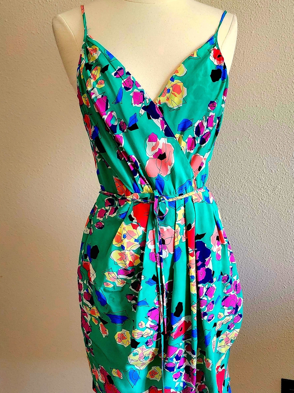 Yumi Kim Turquoise Floral Midi Wrap Dress